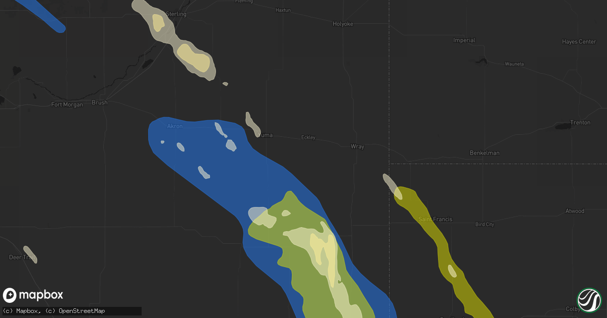 Hail map in Eckley, CO on May 9, 2026