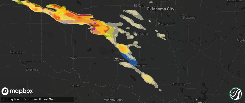 Hail map in Elgin, OK on May 9, 2026