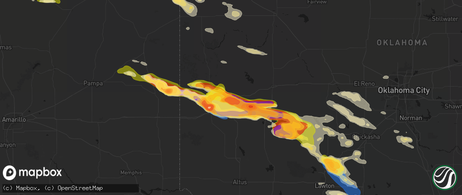 Hail map in Elk City, OK on May 9, 2026