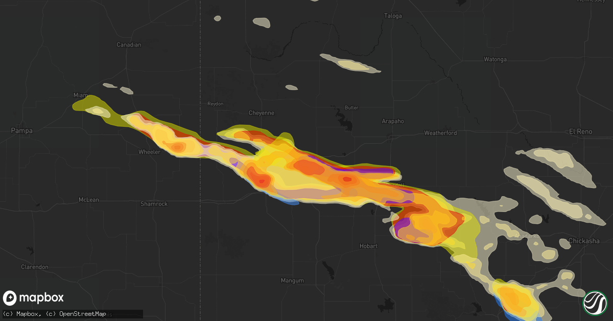 Hail map in Elk City, OK on May 9, 2026