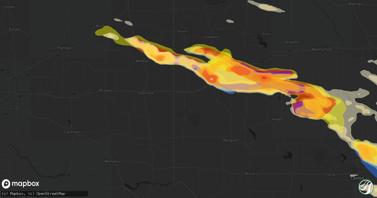 Hail map in Erick, OK on May 9, 2026