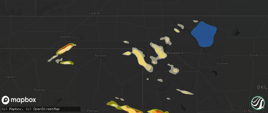 Hail map in Follett, TX on May 9, 2026
