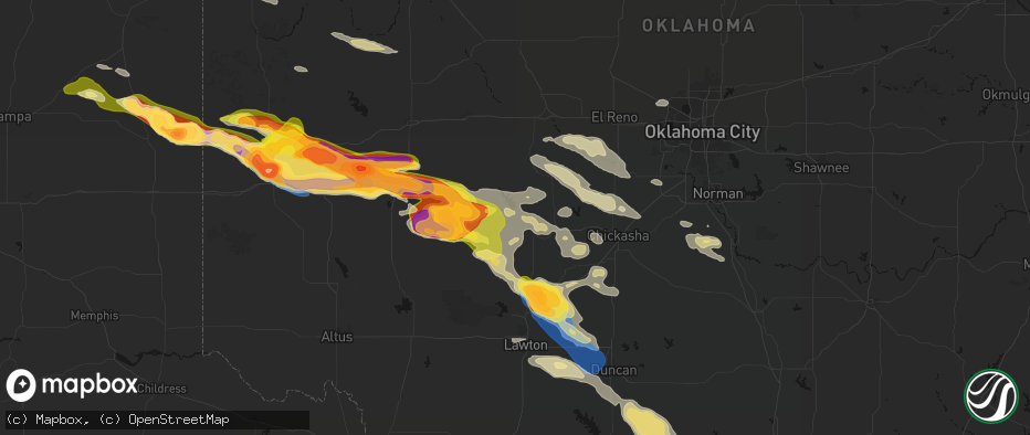 Hail map in Fort Cobb, OK on May 9, 2026