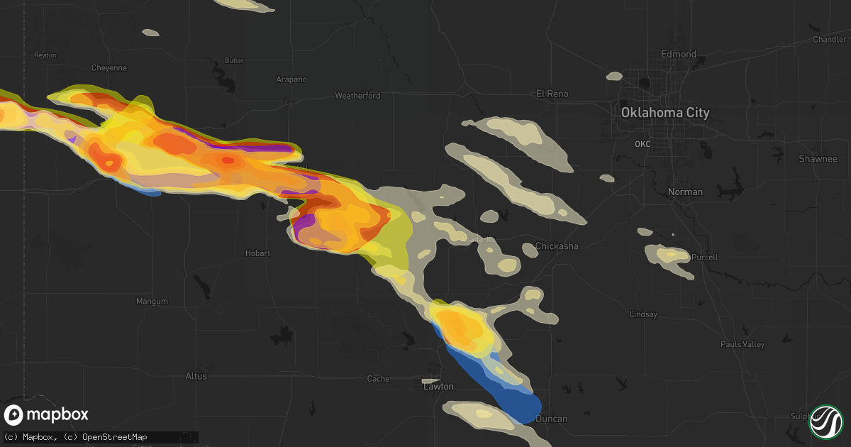 Hail map in Fort Cobb, OK on May 9, 2026