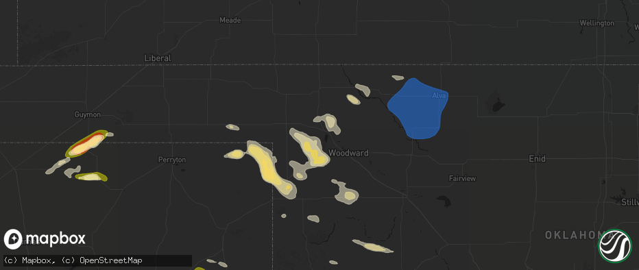 Hail map in Fort Supply, OK on May 9, 2026