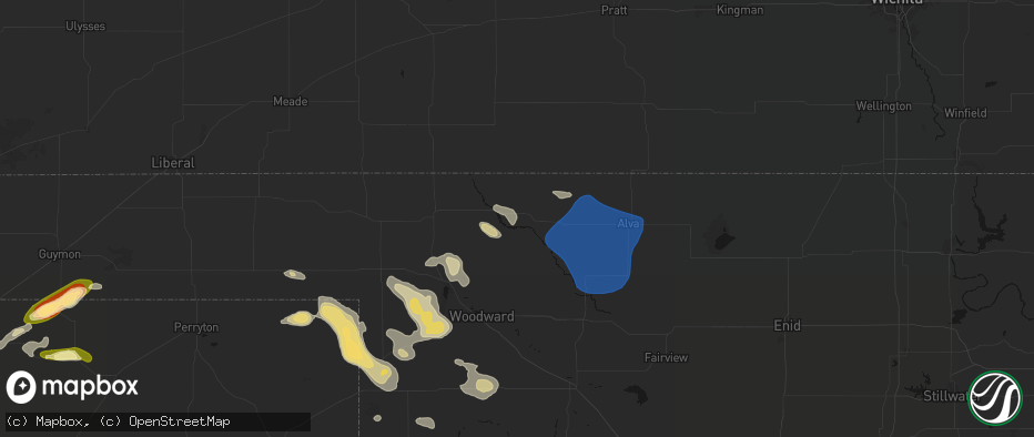 Hail map in Freedom, OK on May 9, 2026