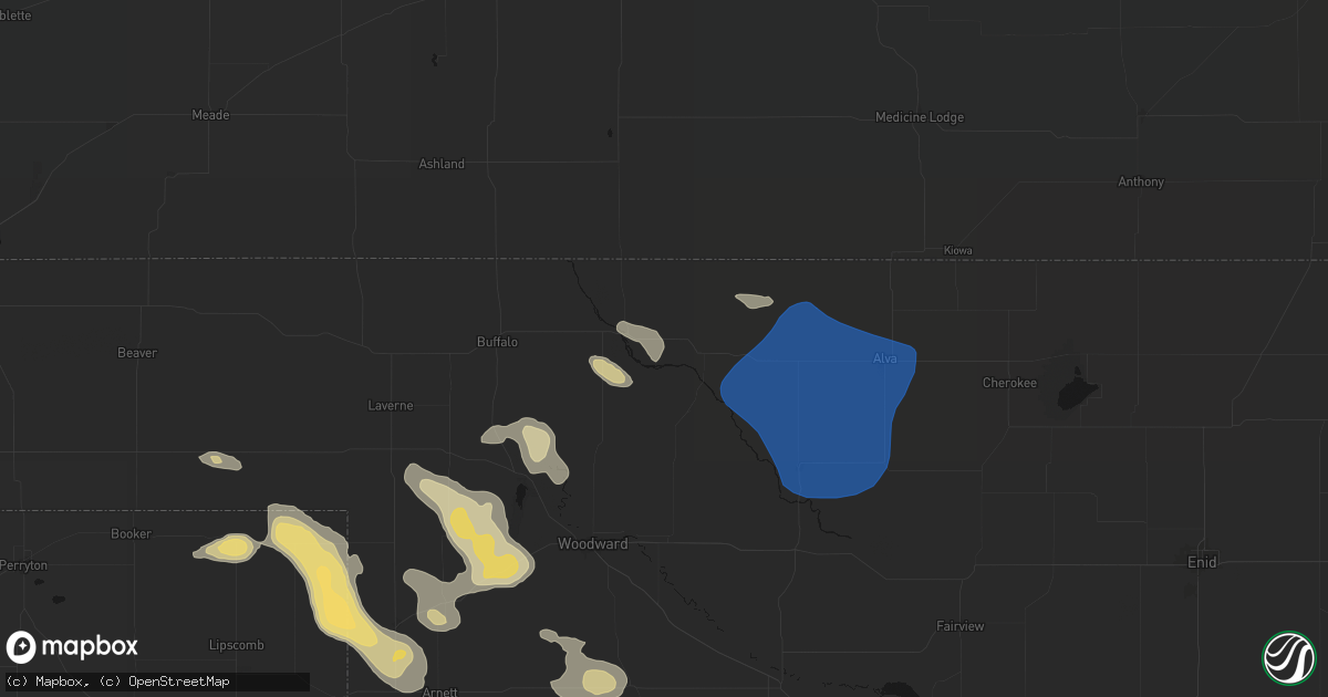 Hail map in Freedom, OK on May 9, 2026