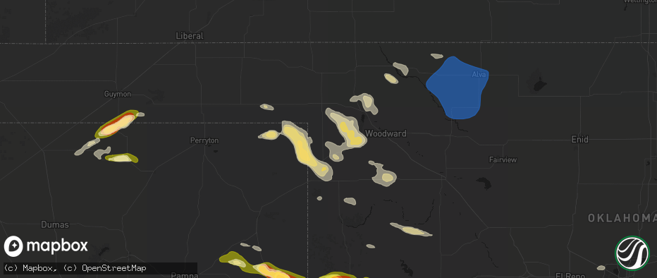 Hail map in Gage, OK on May 9, 2026