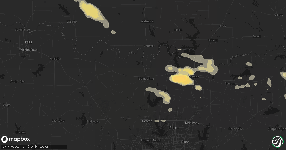 Hail map in Gainesville, TX on May 9, 2026