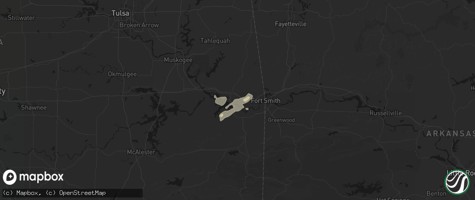 Hail map in Gans, OK on May 9, 2026