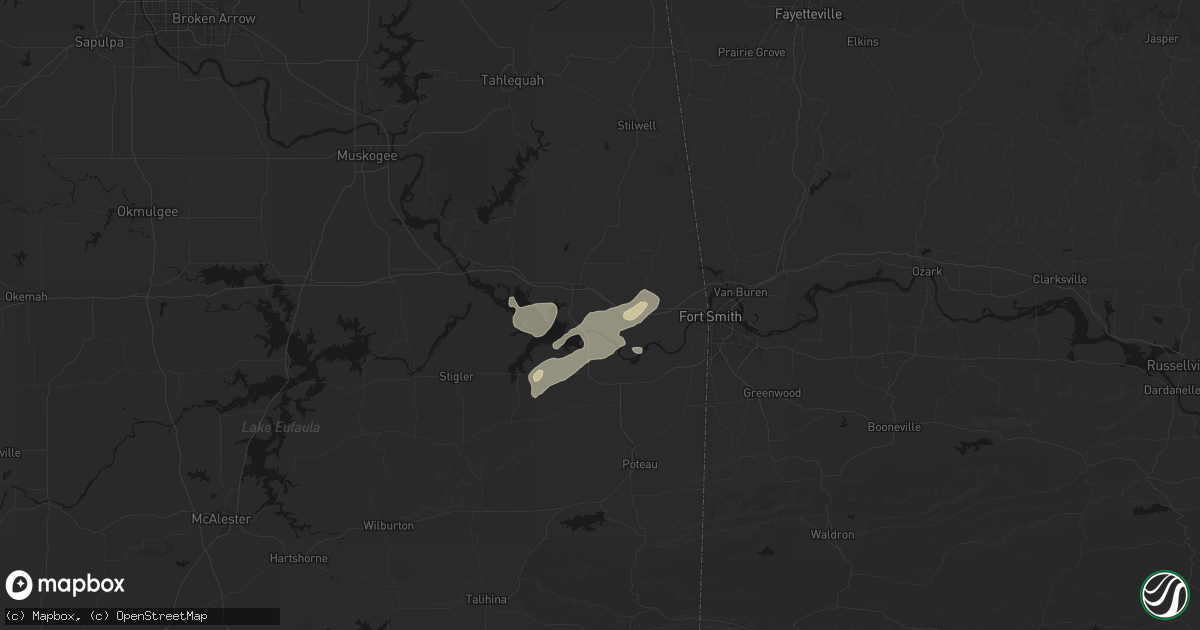 Hail map in Gans, OK on May 9, 2026