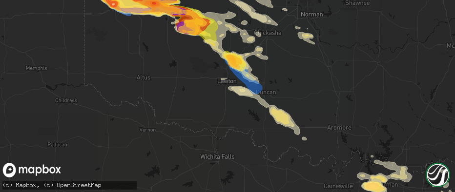 Hail map in Geronimo, OK on May 9, 2026