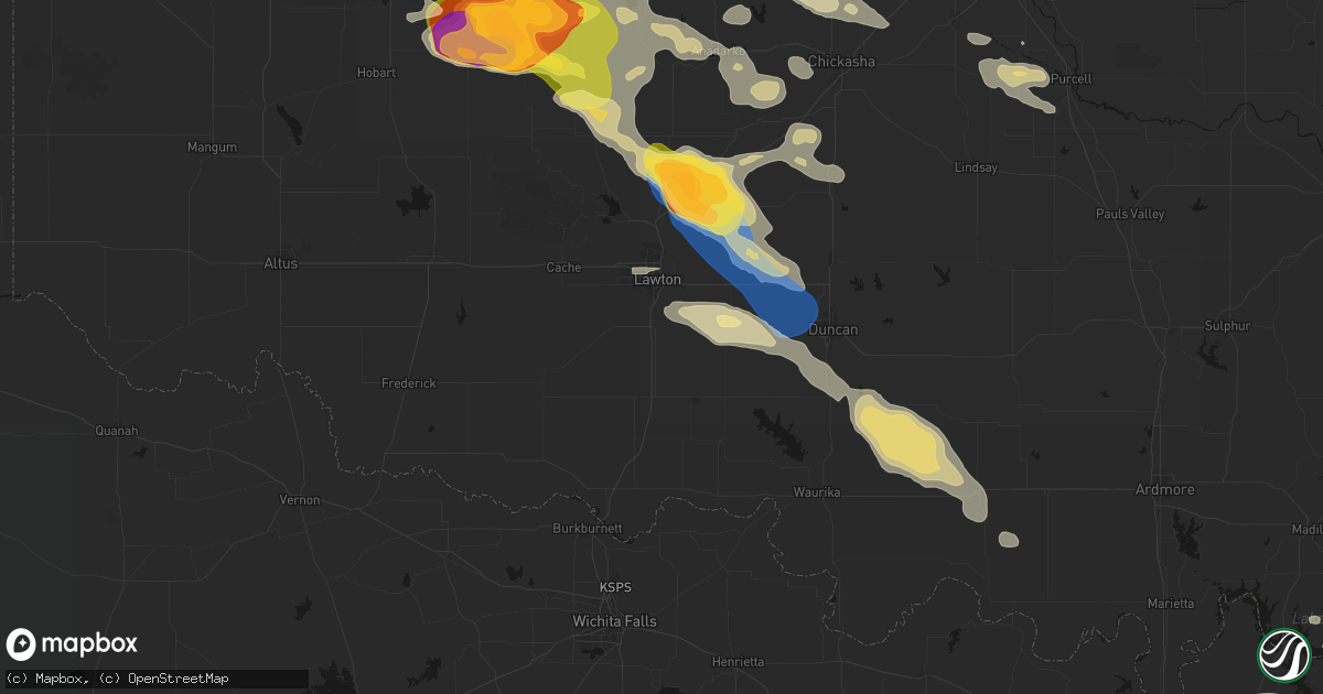 Hail map in Geronimo, OK on May 9, 2026