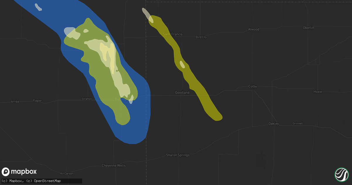 Hail map in Goodland, KS on May 9, 2026