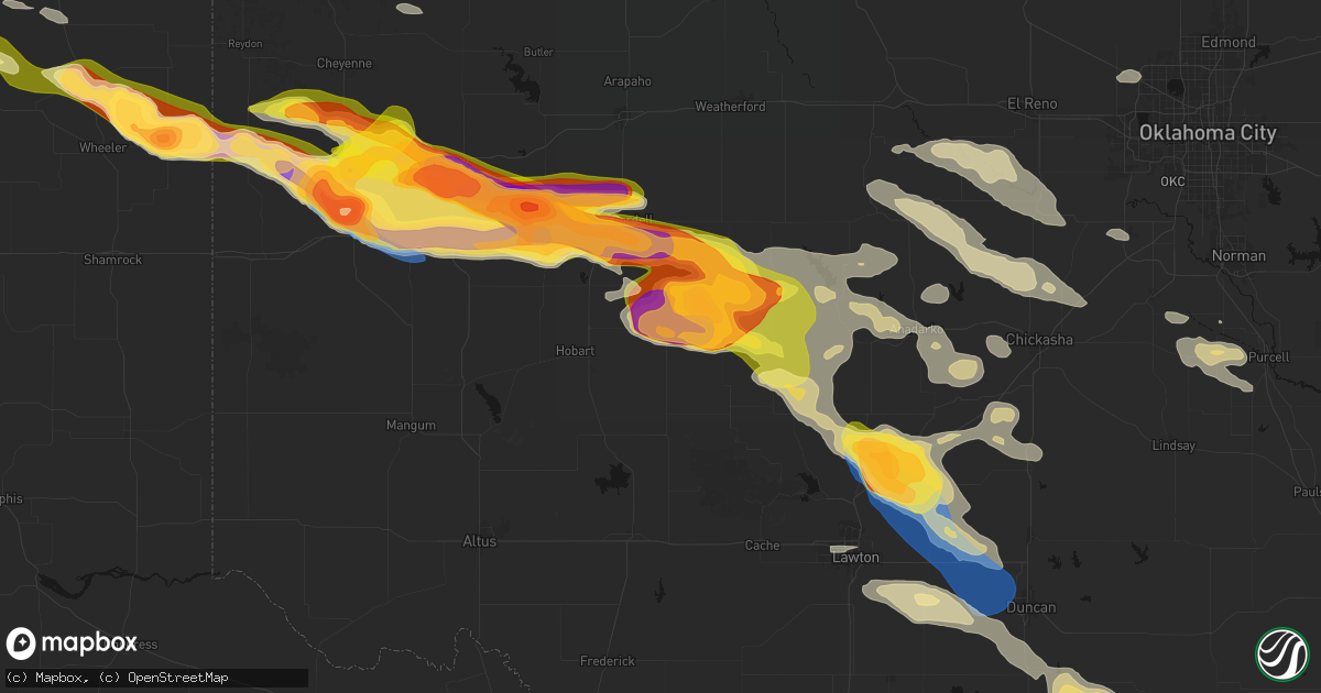 Hail map in Gotebo, OK on May 9, 2026