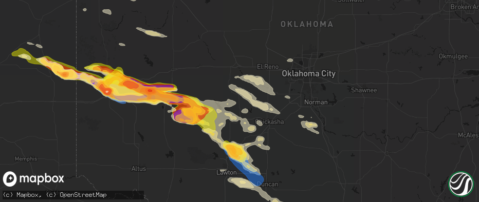 Hail map in Gracemont, OK on May 9, 2026