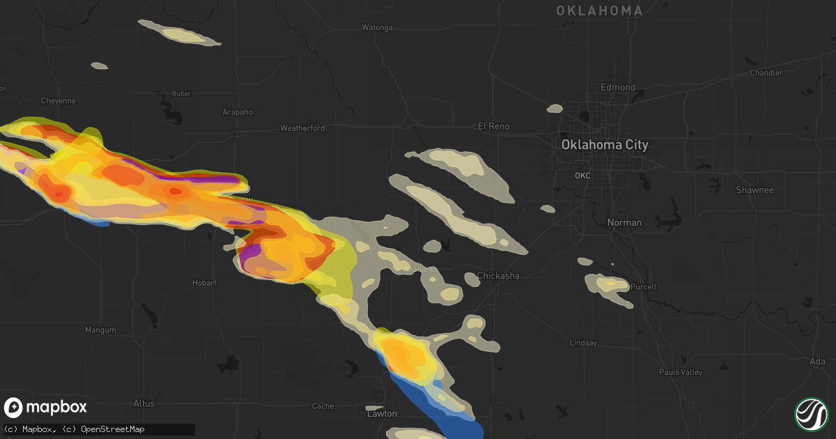 Hail map in Gracemont, OK on May 9, 2026