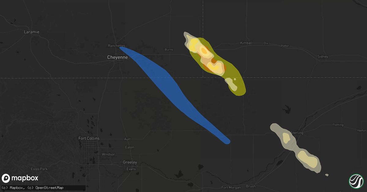 Hail map in Grover, CO on May 9, 2026