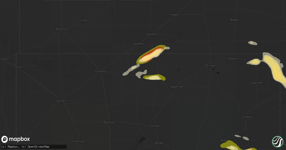 Hail map in Gruver, TX on May 9, 2026