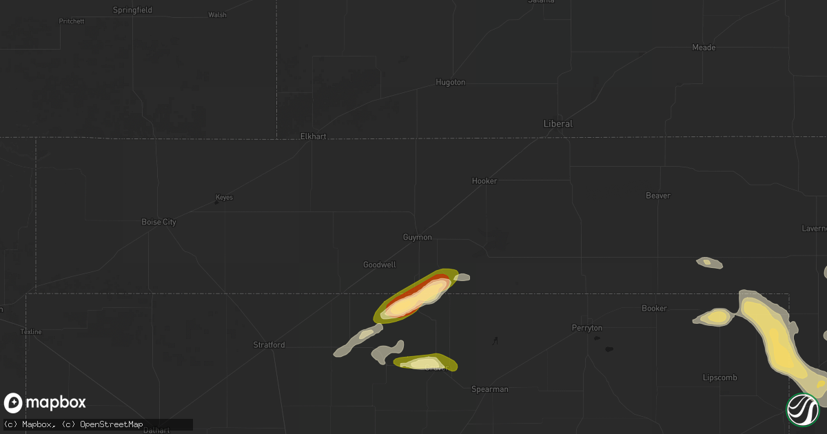 Hail map in Guymon, OK on May 9, 2026