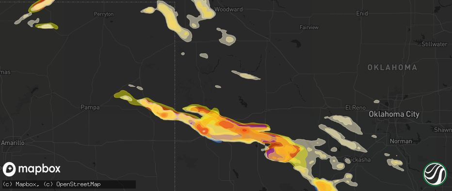 Hail map in Hammon, OK on May 9, 2026