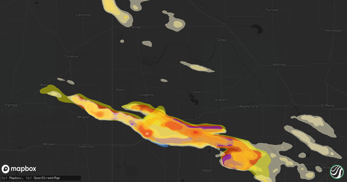 Hail map in Hammon, OK on May 9, 2026