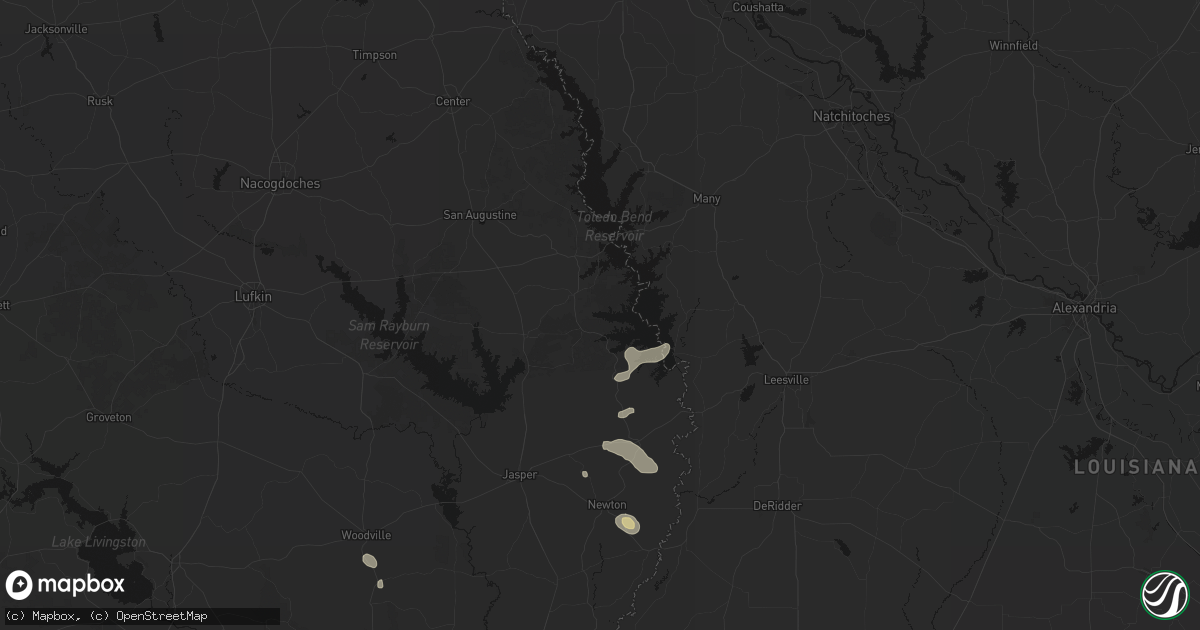 Hail map in Hemphill, TX on May 9, 2026