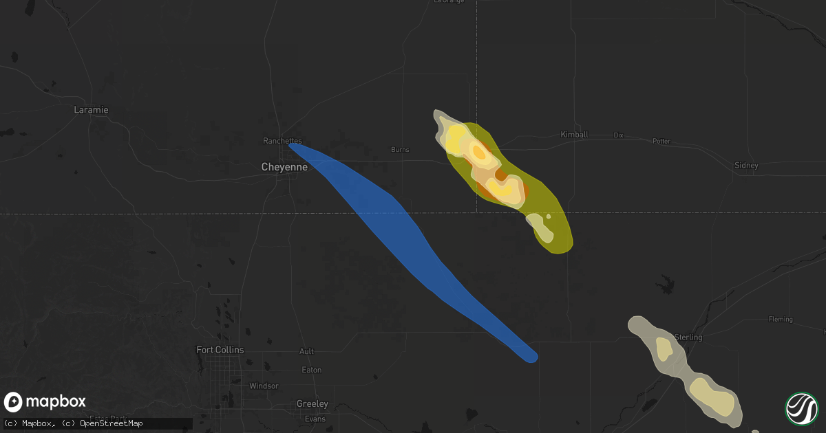 Hail map in Hereford, CO on May 9, 2026