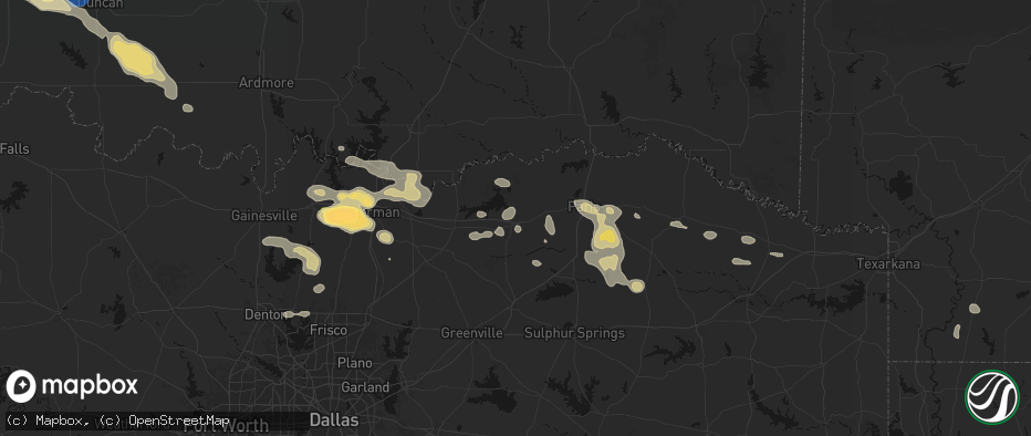Hail map in Honey Grove, TX on May 9, 2026