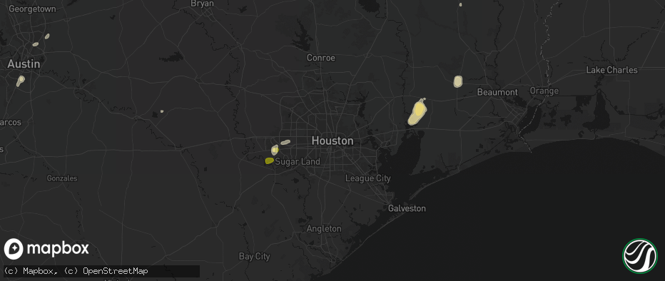 Hail map in Houston, TX on May 9, 2026
