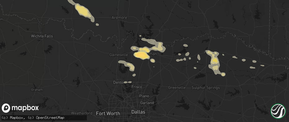 Hail map in Howe, TX on May 9, 2026