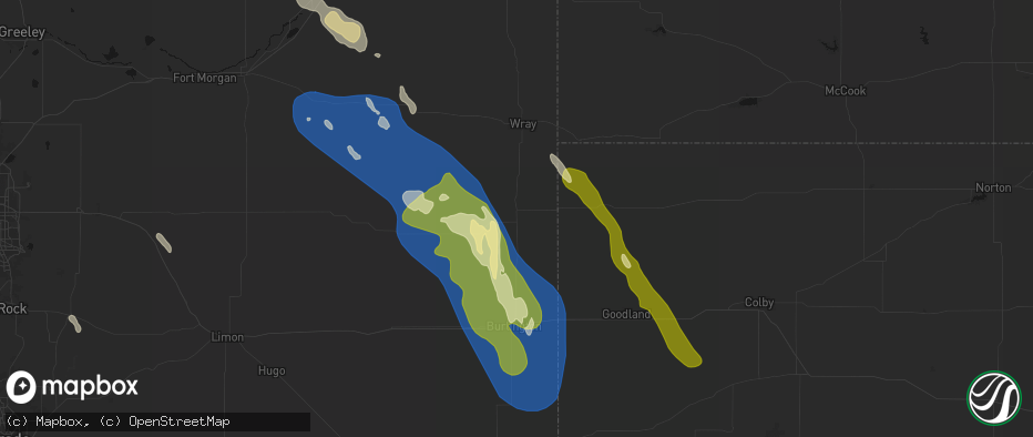 Hail map in Idalia, CO on May 9, 2026