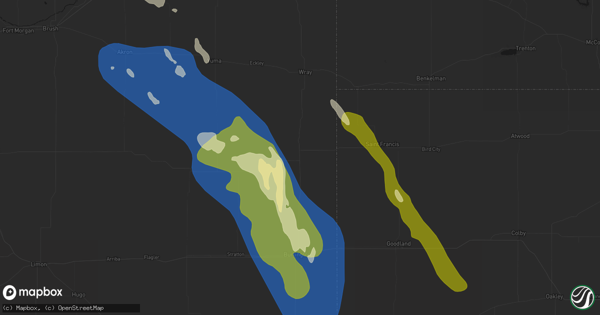 Hail map in Idalia, CO on May 9, 2026