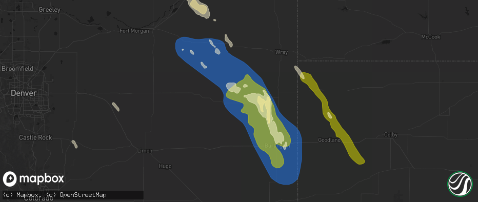 Hail map in Joes, CO on May 9, 2026
