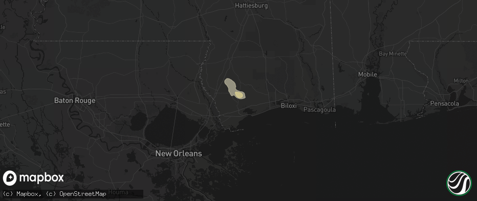 Hail map in Kiln, MS on May 9, 2026