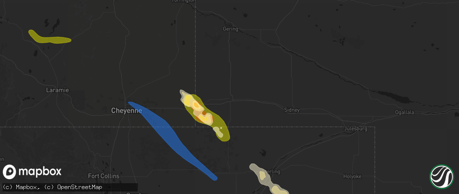 Hail map in Kimball, NE on May 9, 2026