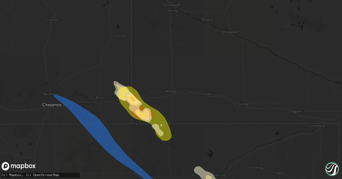 Hail map in Kimball, NE on May 9, 2026