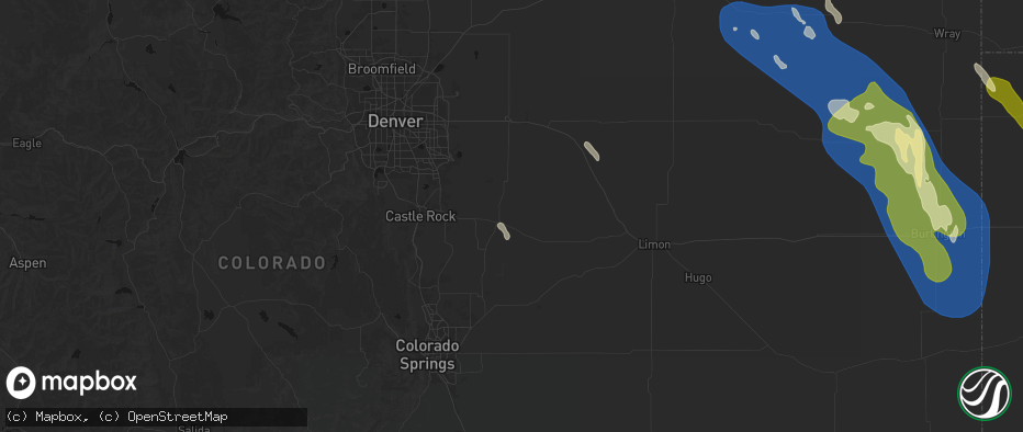 Hail map in Kiowa, CO on May 9, 2026