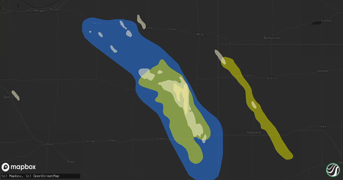 Hail map in Kirk, CO on May 9, 2026