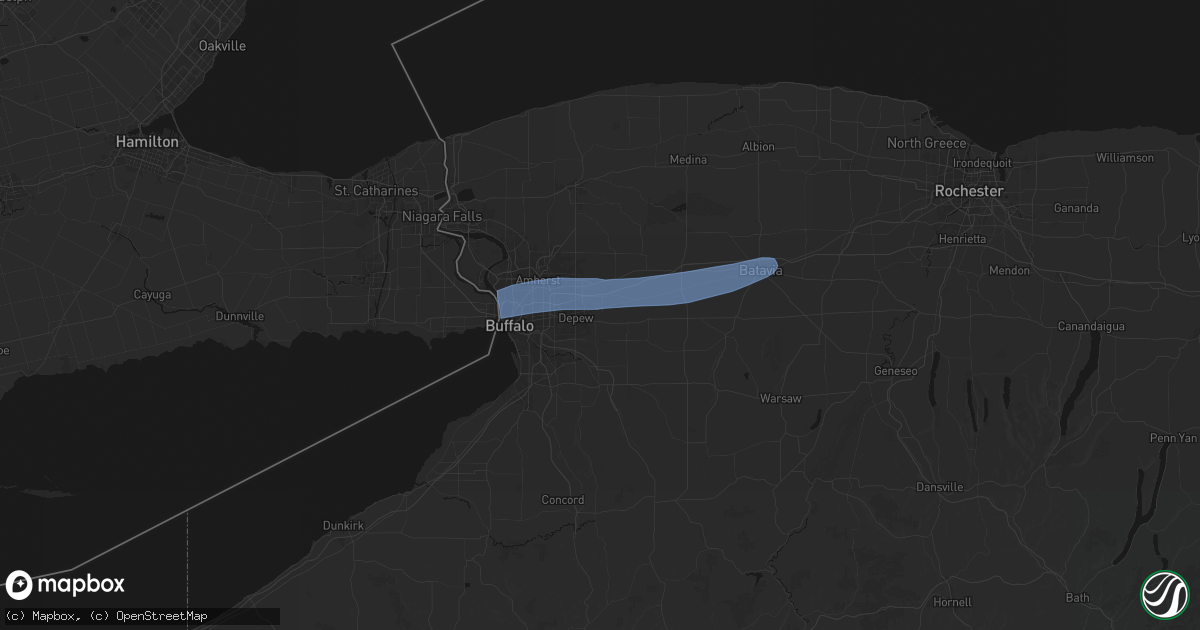Hail map in Lancaster, NY on May 9, 2026