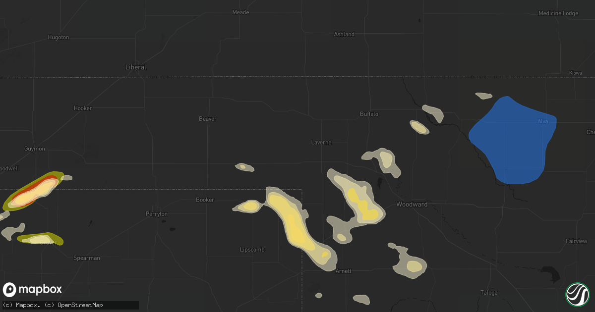 Hail map in Laverne, OK on May 9, 2026