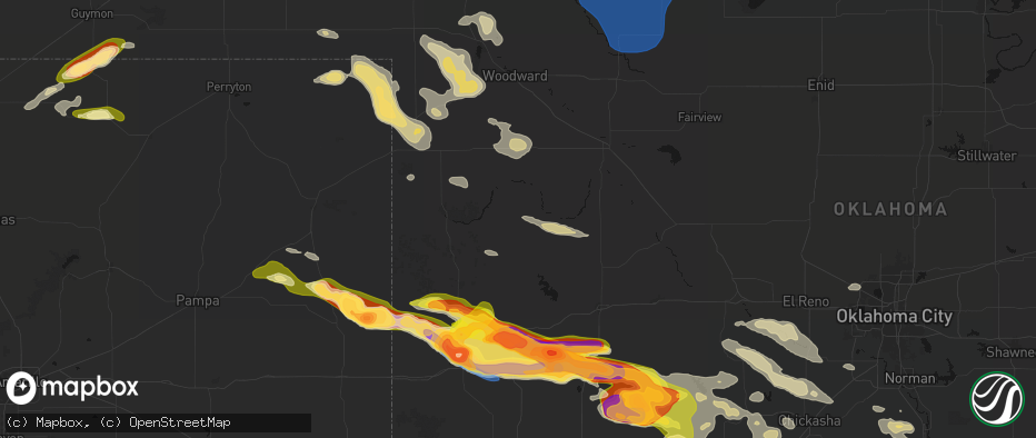 Hail map in Leedey, OK on May 9, 2026