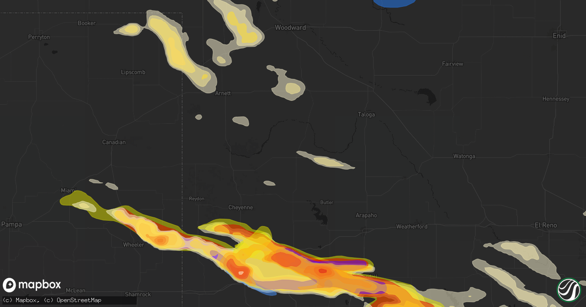 Hail map in Leedey, OK on May 9, 2026