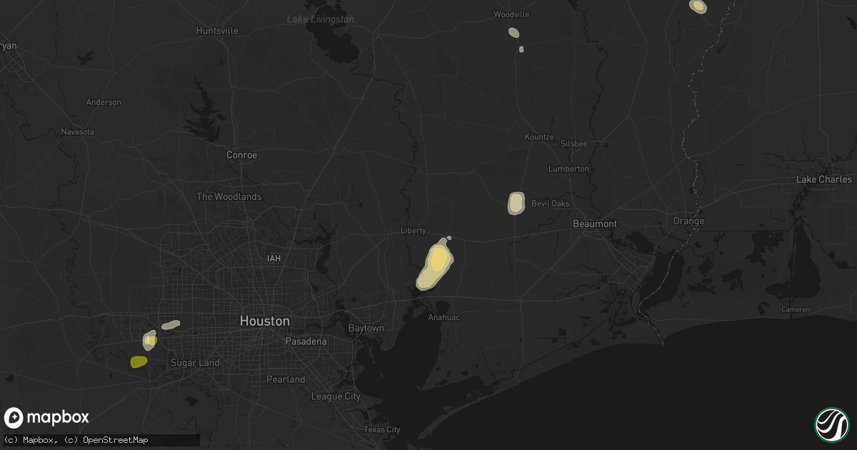 Hail map in Liberty, TX on May 9, 2026