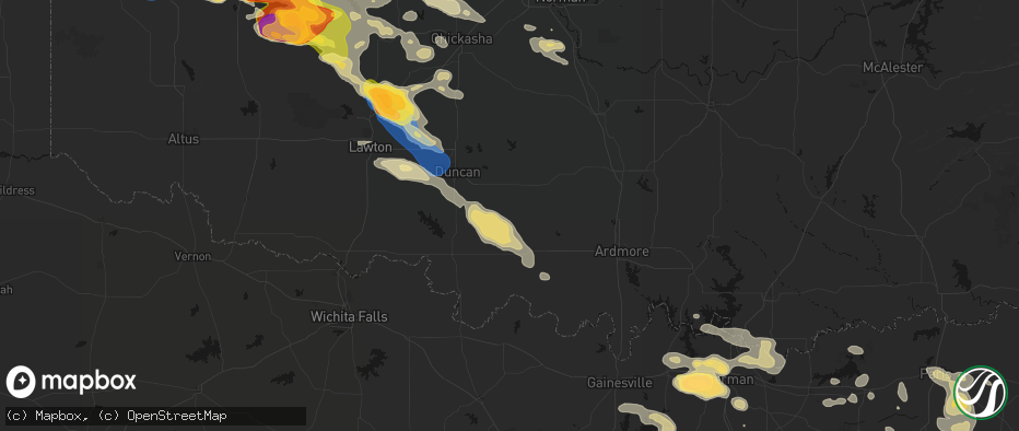 Hail map in Loco, OK on May 9, 2026