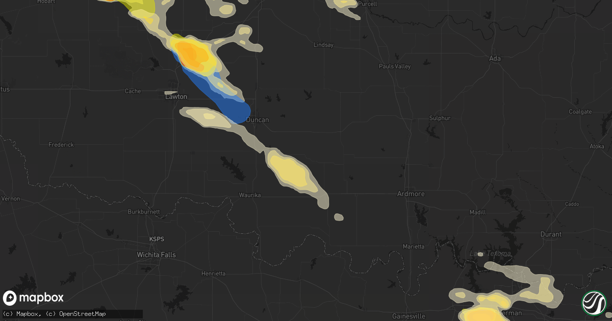 Hail map in Loco, OK on May 9, 2026