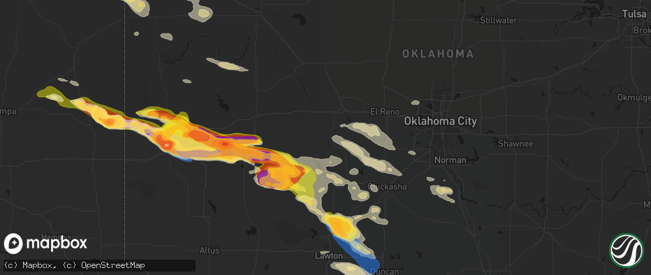 Hail map in Lookeba, OK on May 9, 2026