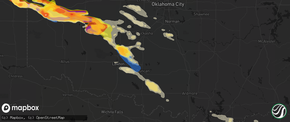 Hail map in Marlow, OK on May 9, 2026