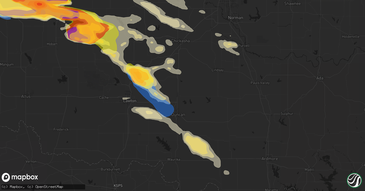 Hail map in Marlow, OK on May 9, 2026