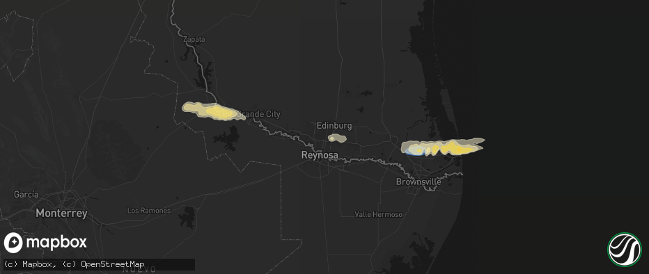 Hail map in Mcallen, TX on May 9, 2026